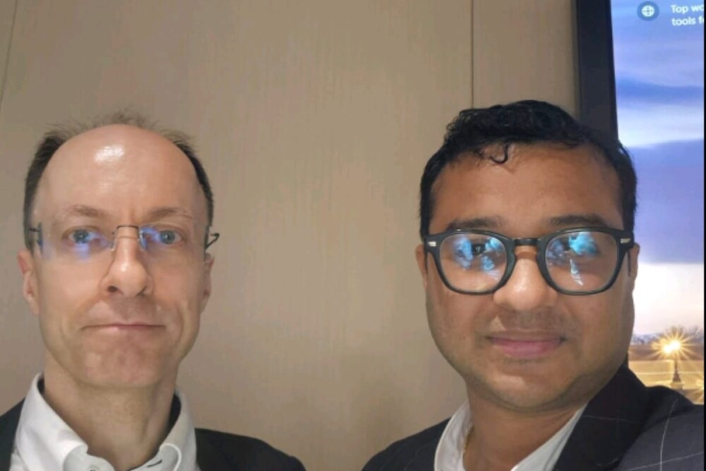 LAQSA Co-Founder Pankaj Mani in discussion with Dr. Vincent, Quant Research & Development Lead-ADIA